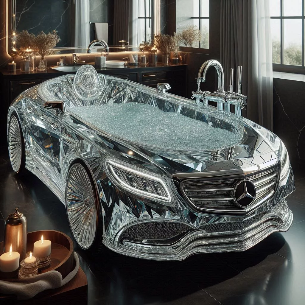 Crystal-Mercedes-Shaped-Bathtub