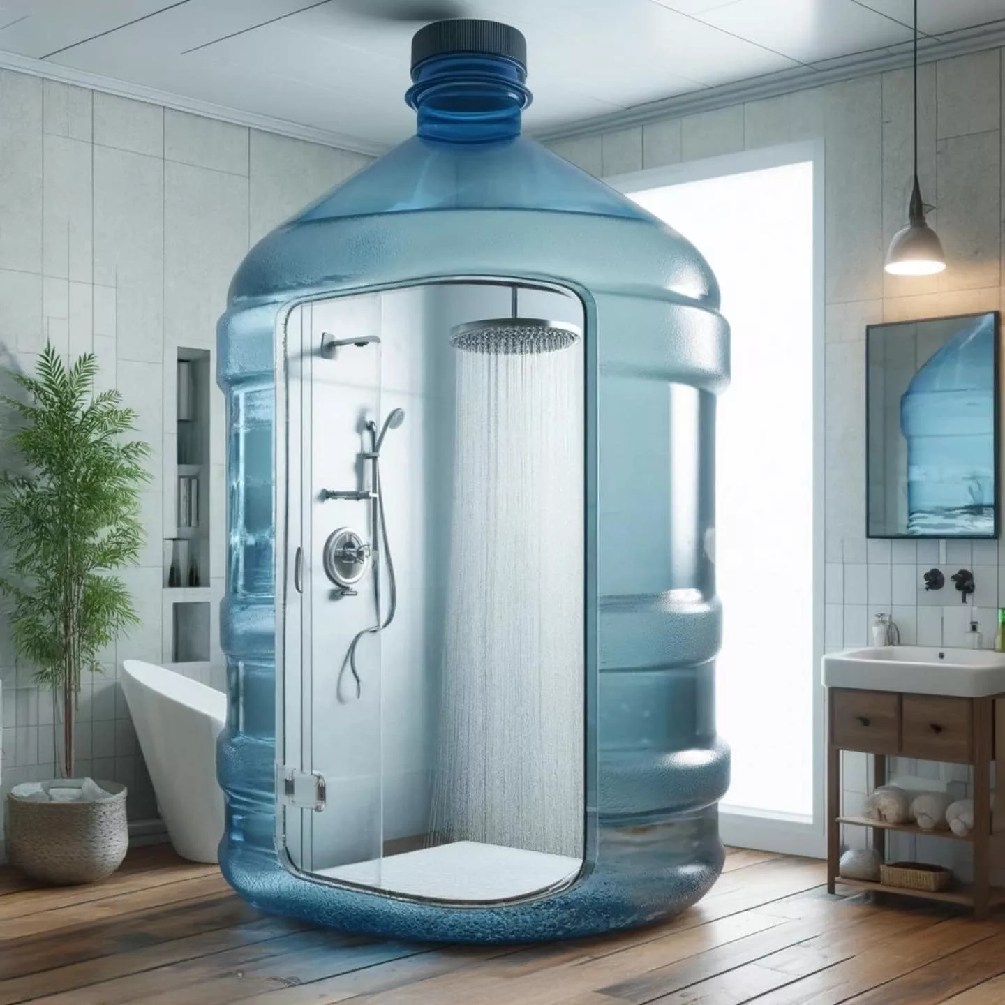 Water-Bottle-Standing-Bathroom